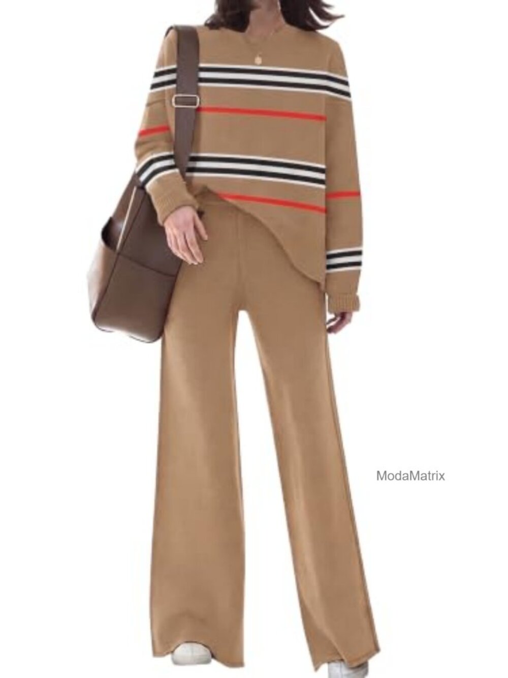 Ribbed Knit 2-Piece Lounge Set Crop Top Wide Leg Pants